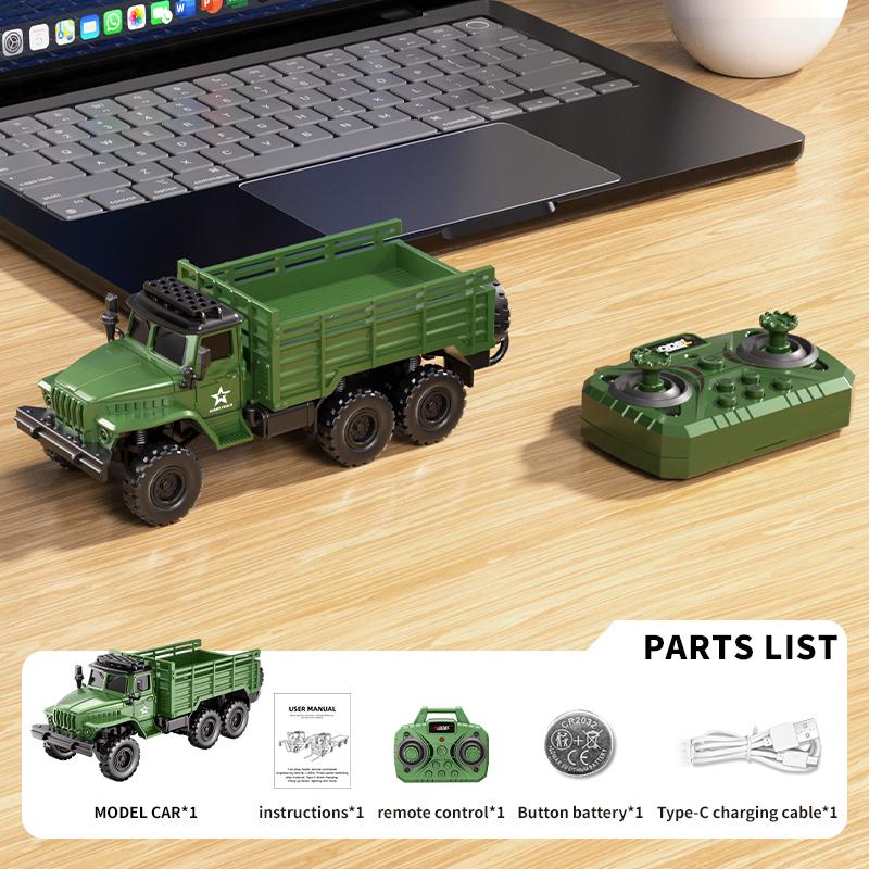 1:Масштабная модель RC-грузовика из сплава 1:64, Мини 6-колесный 4WD-транспортер, 2,4 ГГц, Электрическая машинка на радиоуправлении для детей, Праздничный подарок, Игрушка