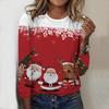 Tops For Women Christmas Tree Print Round Neck Long Sleeve T-shirt Fall Casual Slim Pullover Women's Long Sleeve Top