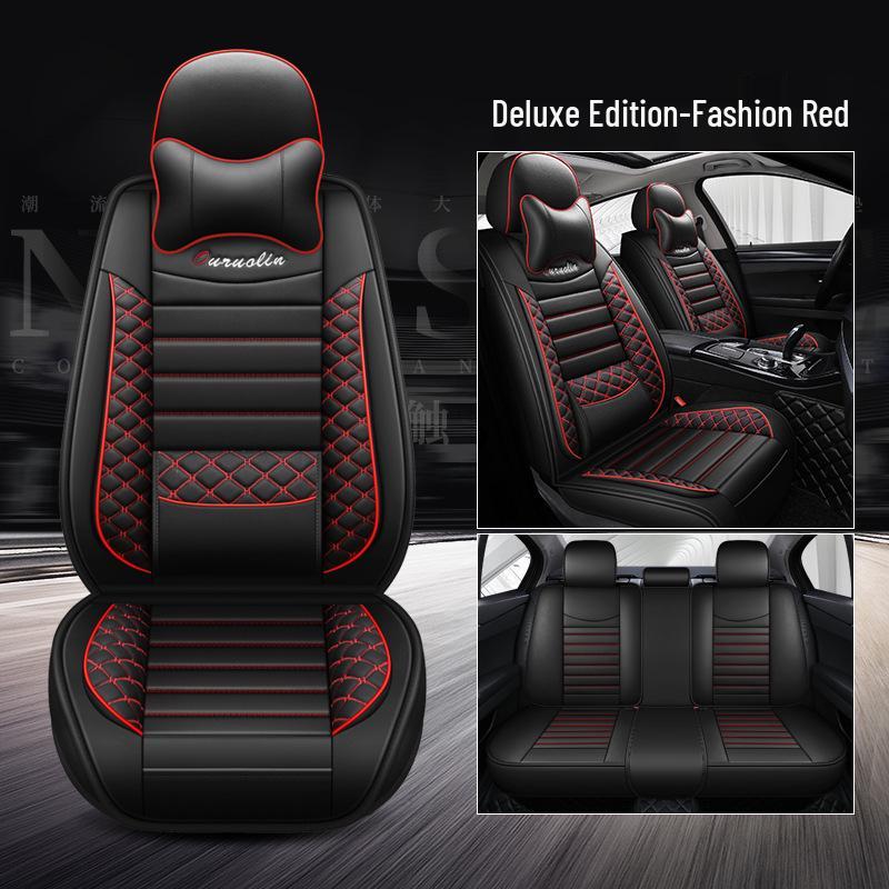 2022 All-Season Full Leather Car Seat Cushion with Fixed Waist Design