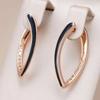 Vintage Black Enamel Geometric Hoop Earrings for Women White Zircon Fashion Gold Color Wedding Jewelry