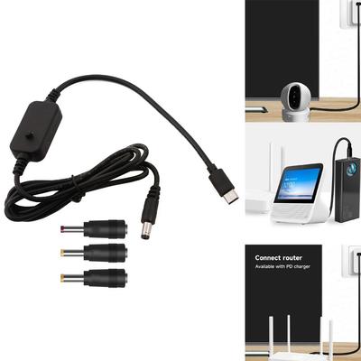 Кабель USB C на 5 В 9 В 12 В 15 В 20 В с регулируемым напряжением 2,5 мм/3,5 мм/4,0 мм/5,5 мм со светодиодным дисплеем для игрушек, игр, динамика
