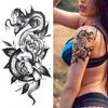 Women Sexy Temporary Tattoo Stickers Black Roses Pattern Full Flower Design Used for Arm Body Art Big Large Fake Tattoo Stickers