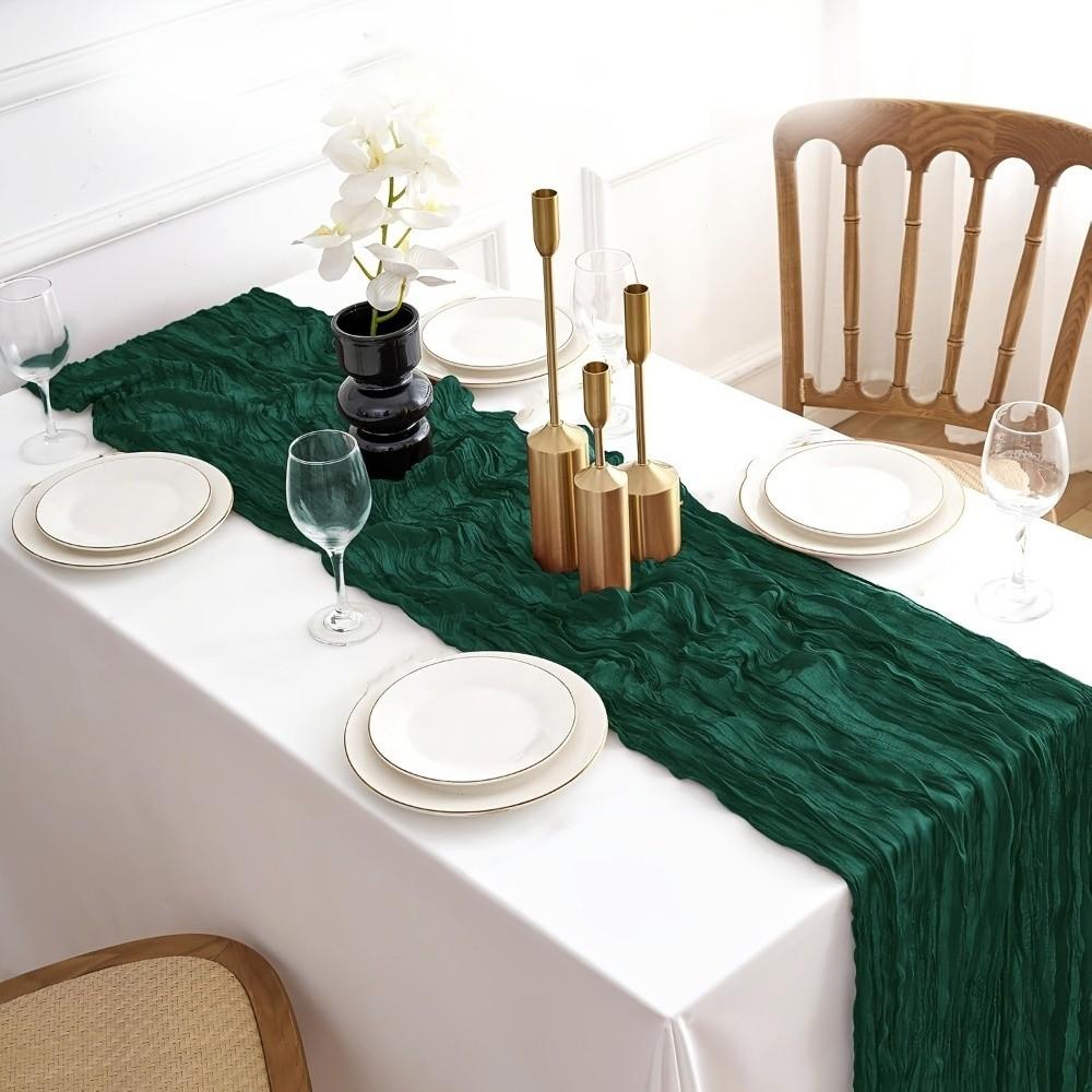 Elegant Pleated Tablecloth Washable Table Cover Table Covering Crepe Table Runners Wedding Events