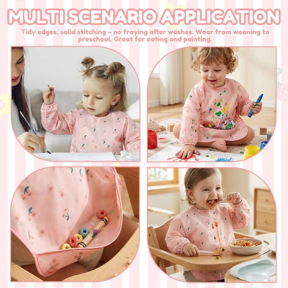 Waterproof Baby Bibs Adjustable Neckline Kids Art Smock New Full Sleeve Bibs Baby Feeding