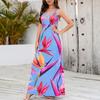 Элегантное праздничное платье без рукавов, летнее богемное пляжное платье с v-образным вырезом, женское повседневное сексуальное платье с цветочным принтом, Vestidos 25232