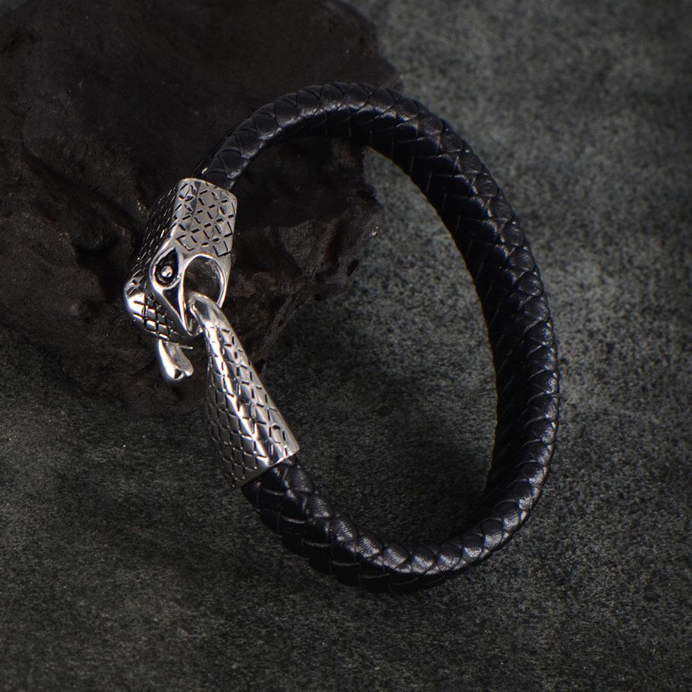 Retro foreign trade jewelry trendy men's personalized stainless steel bracelet, punk style snakehead bracelet