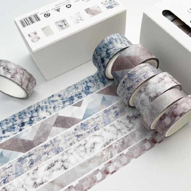 6Rolls Aesthetic Decorative Tape 5Meter Per Roll Adhesive Masking Tape for Journal Notebook Scrapbooking Photo Album