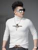 Ozhouzhan 2025 Autumn and Winter Warm Turtleneck sweater Men's Trendy Print Knitted Bottoming Shirt Inner wear Sweater