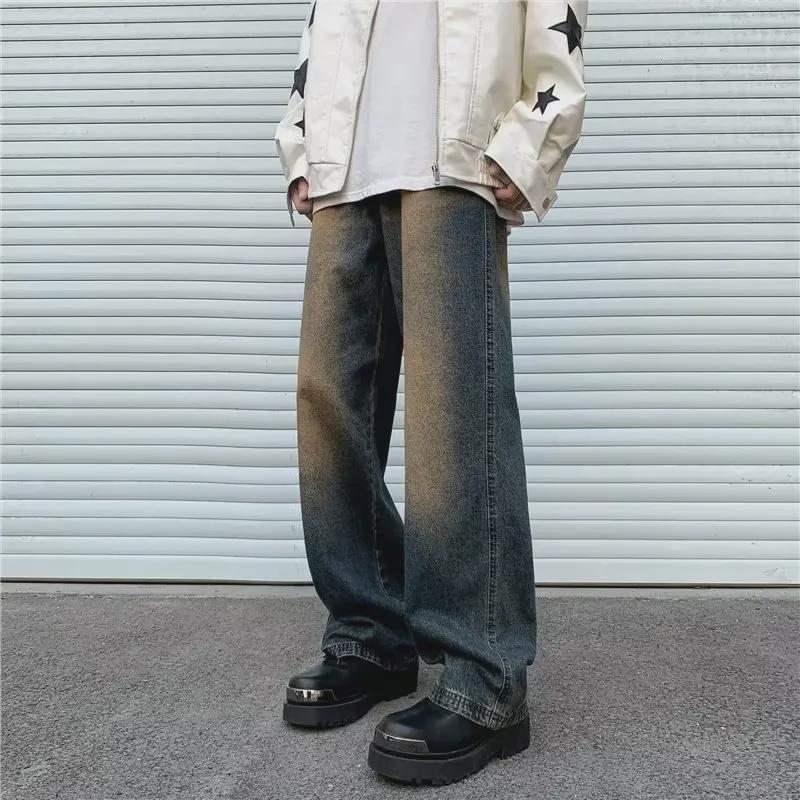 Men's Retro Loose Straight Washed Distressed Jeans