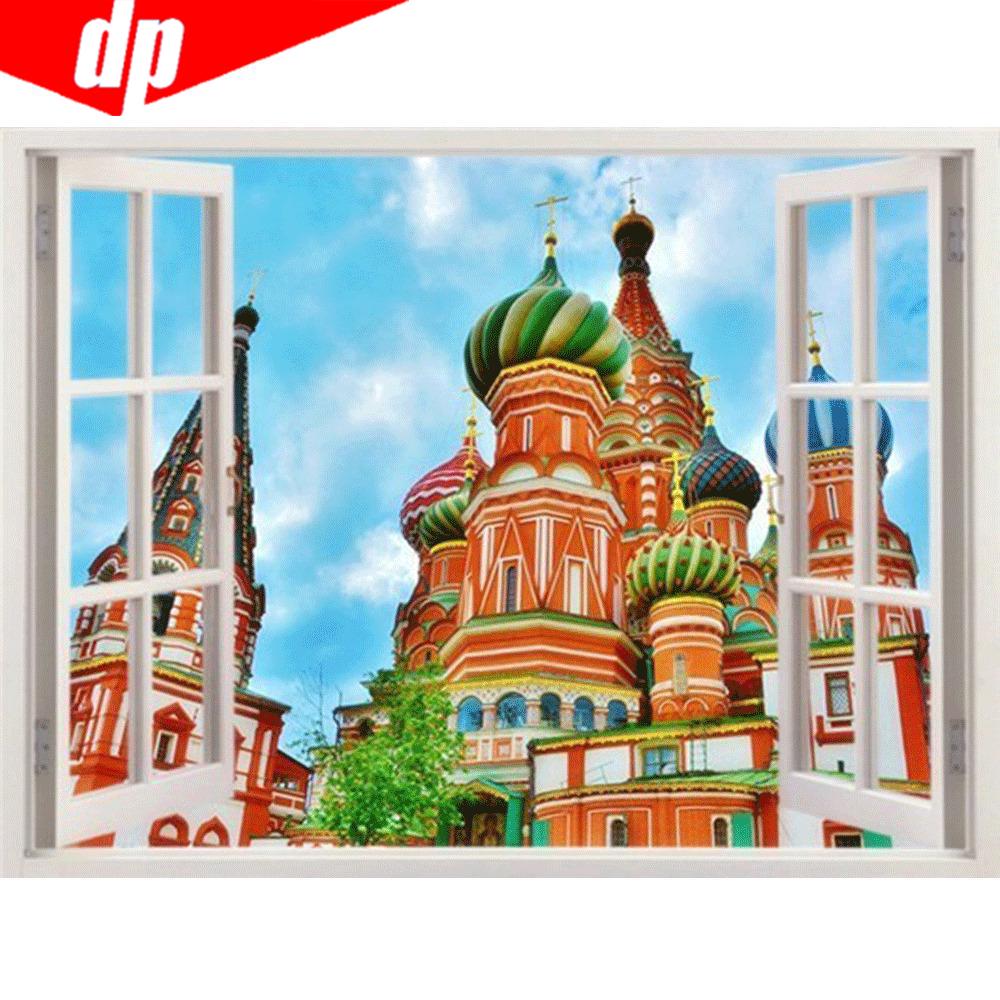 Московская Церковь 5D Полный Круглый Алмазная Картина Живописная Алмазная Вышивка Продажа Горный Хрусталь Изображение