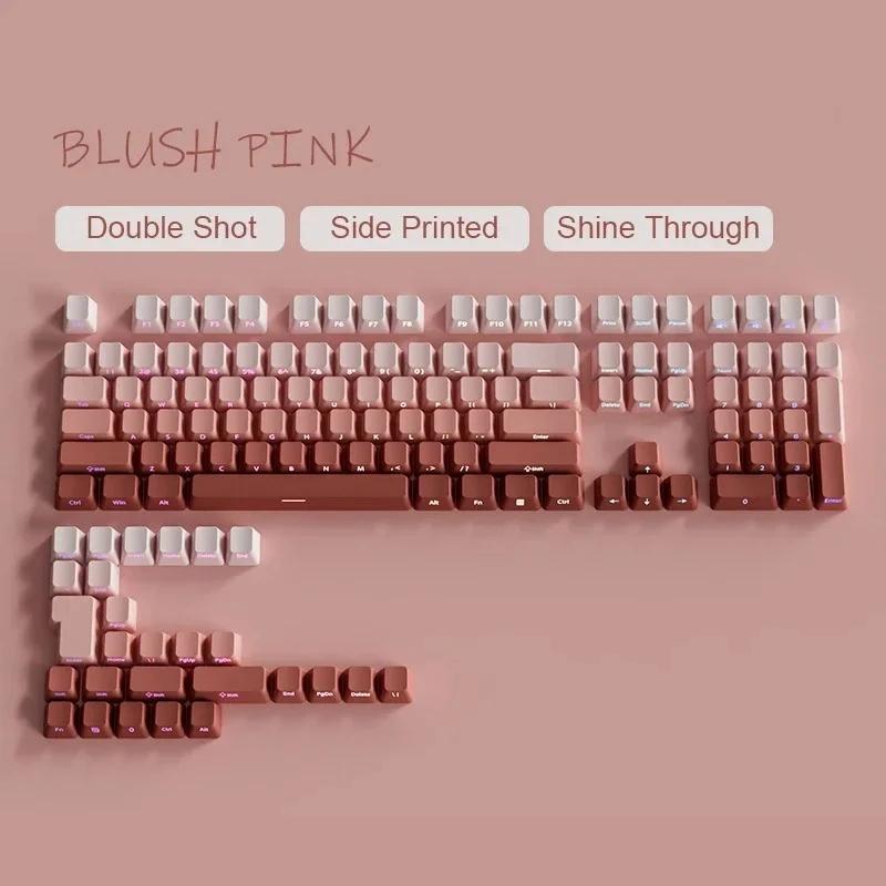 Xiaomi 135 клавиш Клубнично-розовые боковые отпечатки PBT кейкапы Double Shot Просвечивающие кейкапы Профиль Cherry для клавиатуры с переключателями Cherry MX