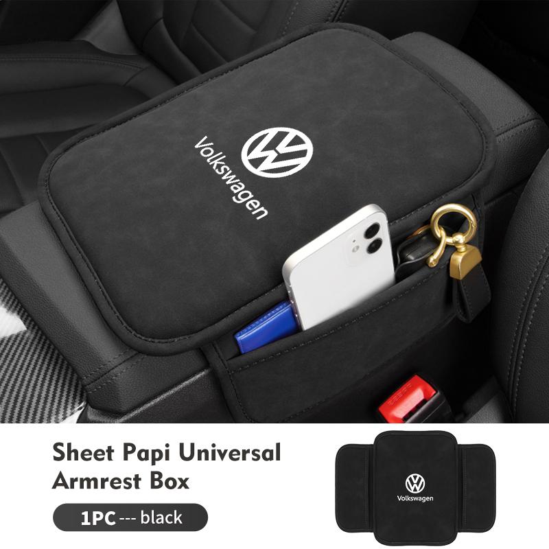 For Volkswagen VW Universal Car Armrest Cover Leather Car Arm Rest Box Pad Scirocco Jetta Beetle Golf 4 5 6 Passat Polo B5
