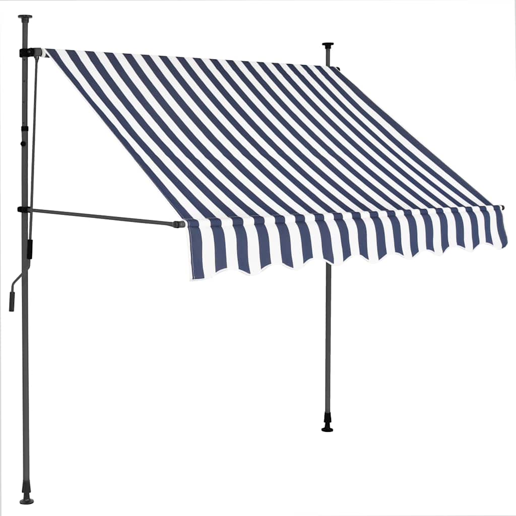 Vidaxl Ręcznie Zwijana Markiza Z Led, 100 Cm, Niebiesko-Biała