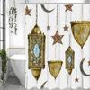 Arabian Lantern Moon Stars Shower Curtain, Bathroom Decorative Shower Curtain, Waterproof Shower Curtain with Hooks