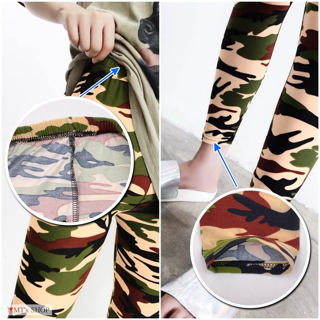 Camouflage One Size Fits FA363 [MT's SHOP] Women's Leggings, 9-Length, Lightweight, Breathable, Stretchy, Most, (Camouflage 2)