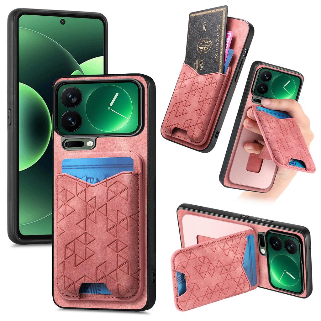 Тисненая Ретро Роскошная Магнитная RFID-Карта Кожаный чехол для телефона For Xiaomi 17 Pro Max 17Pro 15T подставка Ударопрочный Чехол