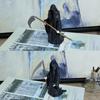 Black Grim Reaper Statue Mini Devil Figurine Dollhouse Halloween Thrilling Robe Nightcrawler Ornament Micro Landscape Decor
