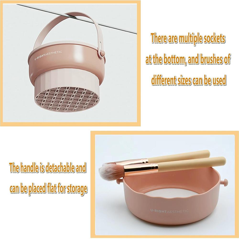 Makeup Brush Cleaning Mat 2 In 1 Cleaner Bowl Holder Portable Washing Tool With Drying Function Silicone Pad