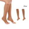 2PC Unisex Compression Socks Zipper Stretch Leg Support Open Toe Knee Stockings