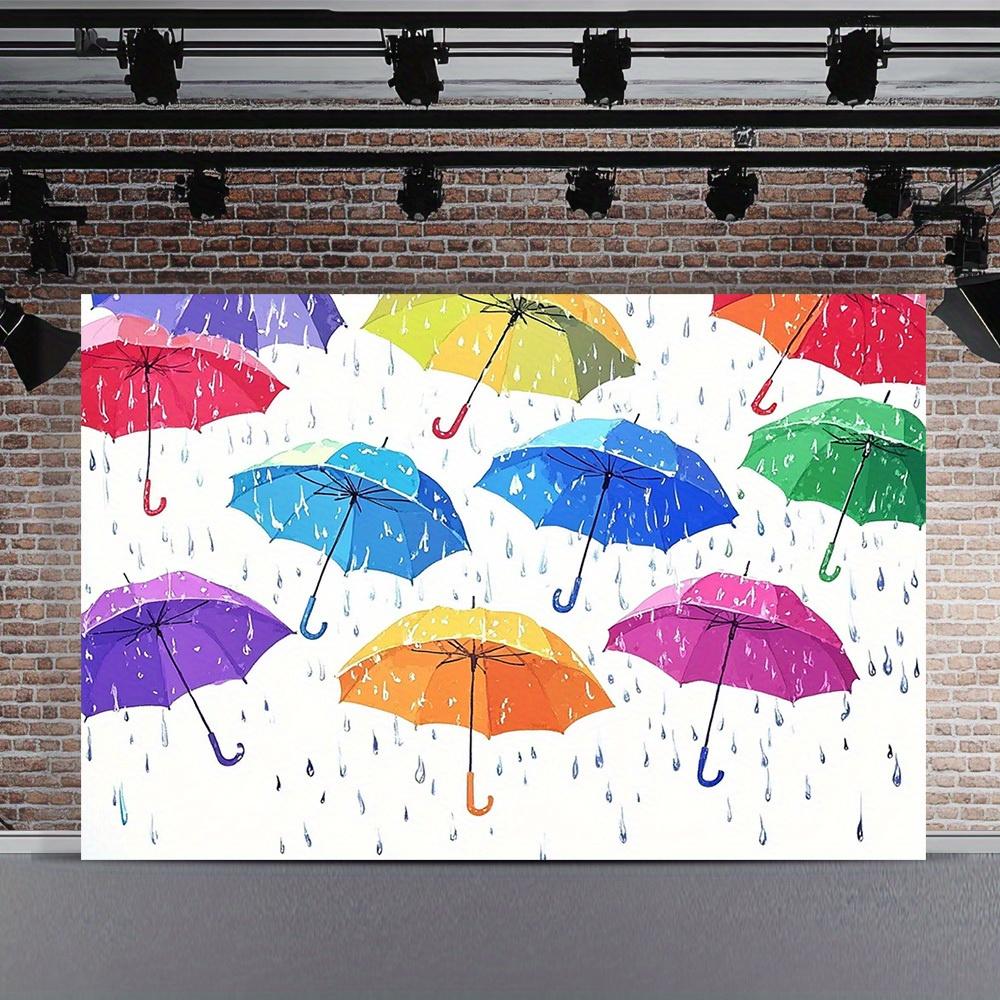 1 piece of colorful umbrella pattern background - Vibrant rain-themed design featuring colorful umbrellas - Polyester material