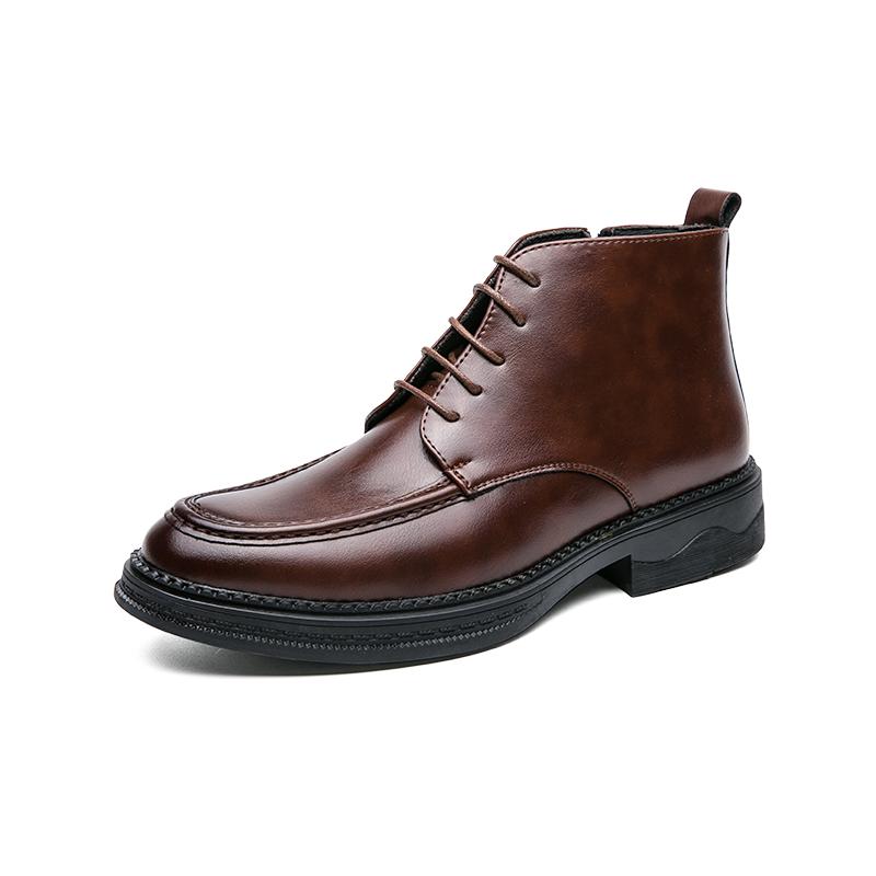 High End Brand Men'S Chelsea Boots Winter Pointed High Top Business Shoes Men'S Leather Dress Shoes Elegant Lace Up Style