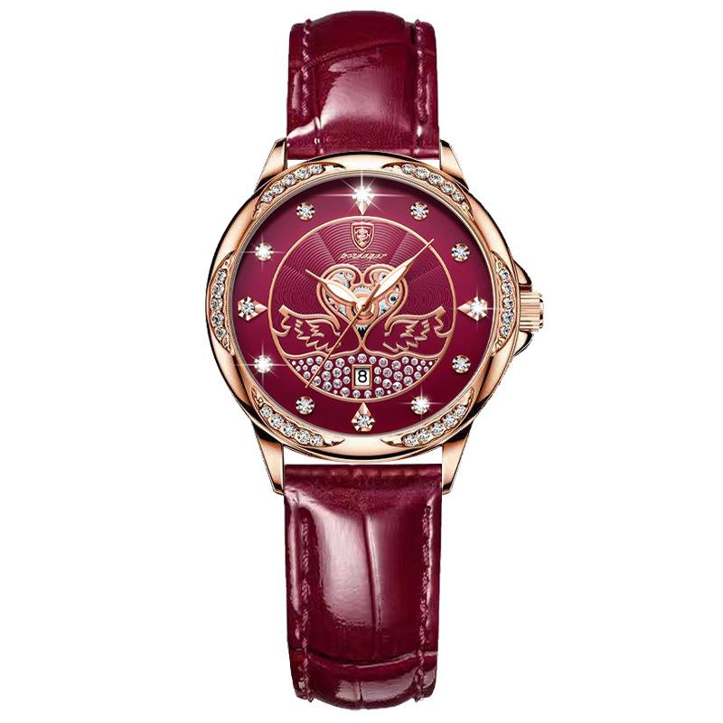 POEDAGAR Новые роскошные женские часы высшего бренда с коробкой, водонепроницаемые женские кварцевые часы со светящимся календарем