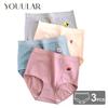 3PCS/Set Women Printed Big Size Panties Cotton Underwear Lingerie 6 Solid Colors Sexy Female High Rise M-3XL Briefs NKT2127