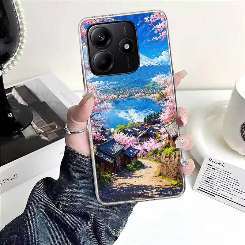 Японская вишня Гора Фудзи Мягкий чехол для телефона для Xiaomi Redmi Note 15 14 14S 13 12 Pro Plus 12S 11 11S 11E 10 10S 11T 5G Fundas Co