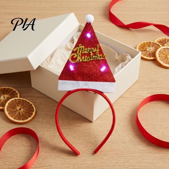 Holiday Headpieces for Kids Adults Light Up Christmas Headbands, Shiny Glitter Santa Hat Tree Reindeer Antler Hairbands, Gift Girls Boys LED