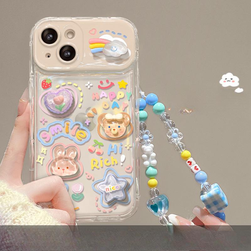 Cloud Doll Chain Suitable for Apple 15pro Mobile Phone Case 11/12mini Three-dimensional IPhone 13 Flip Mirror