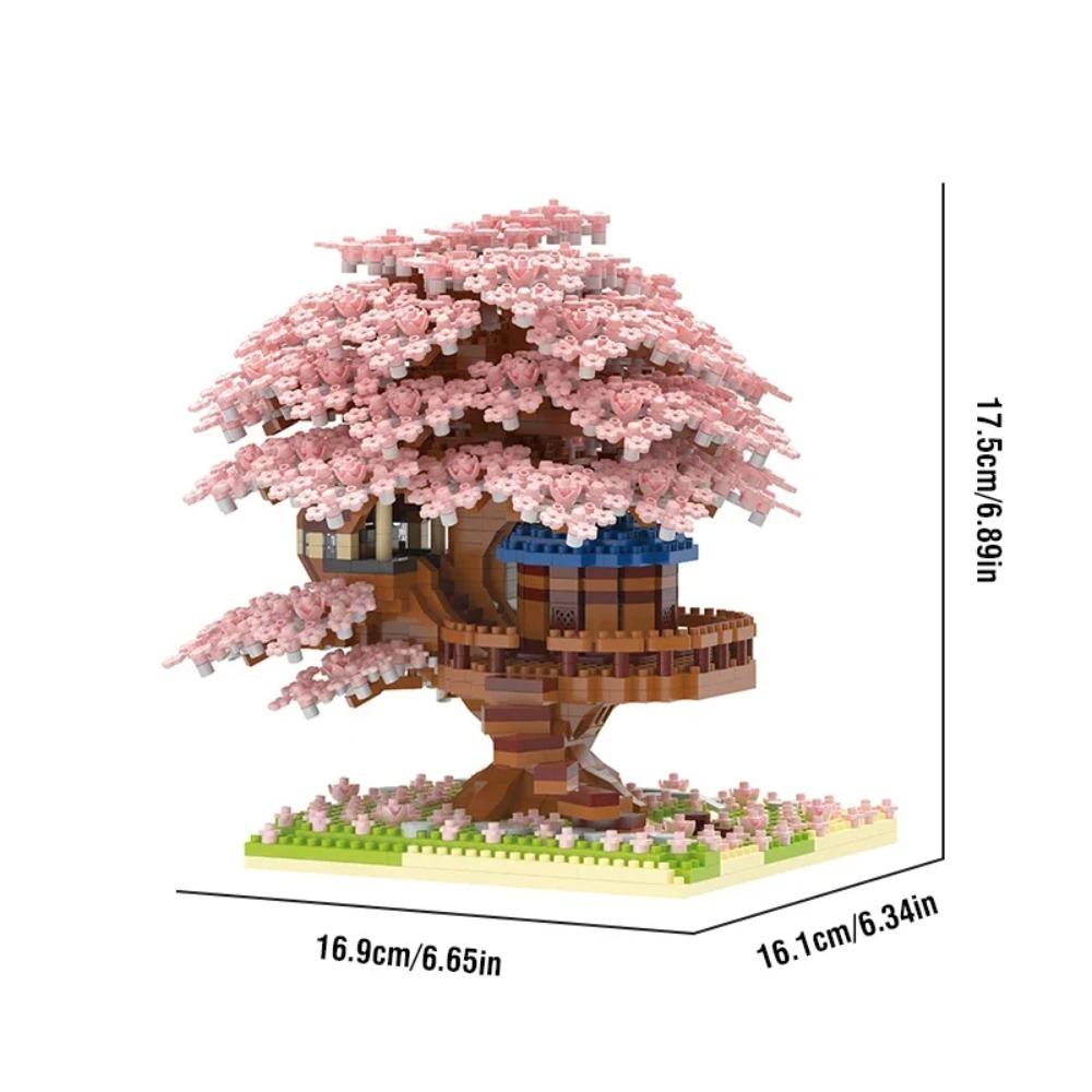 DIY Sakura Tree Building Blocks Set Diy Cherry Blossom Bricks with Light Treehouse Model Ornament Romantic Gift for Girl Friend
