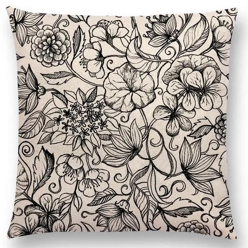 New Vivid Art Colorful Flowers Gorgeous Floral Doodle Geometry Mandala Coral Wonderland Pattern Car Cushion Cover Pillow Case