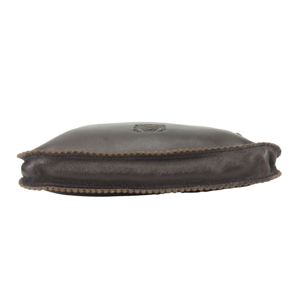 Used LOEWE Shoulder Bag anagram napa Dark brown pink beige fringe