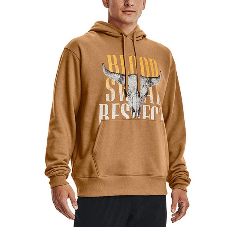 Under Armour Project Rock Johnson Series Training Спортивная флисовая толстовка с принтом Мужские топы Винтаж-коричневый 1367036-277