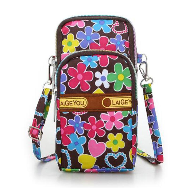 Sports Flower Print Bag for Cell Phone Shoulder Bag with Slant Neck Strap Running Backpack with Mobile MIT