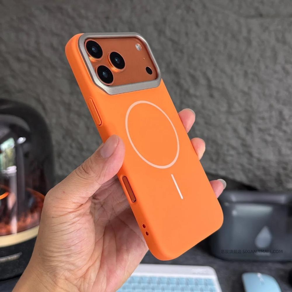 Минималистичный оранжевый тонкий магнитный чехол для iPhone 13 12 14 1 16 17 Pro Max Plus 17E E Air для противоударной защиты Funda