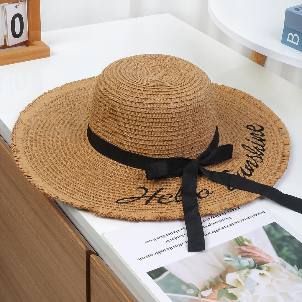 Seaside vacation big brim sun hat women's spring new sunshade sun protection hat French woven straw hat tide