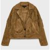 Womens French Chic Pleated Pilot Jacket Casual Short Coat In Copper Brown