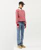 MAYOL Double Collar Wappen Striped Long Sleeve T-Shirt_Red
