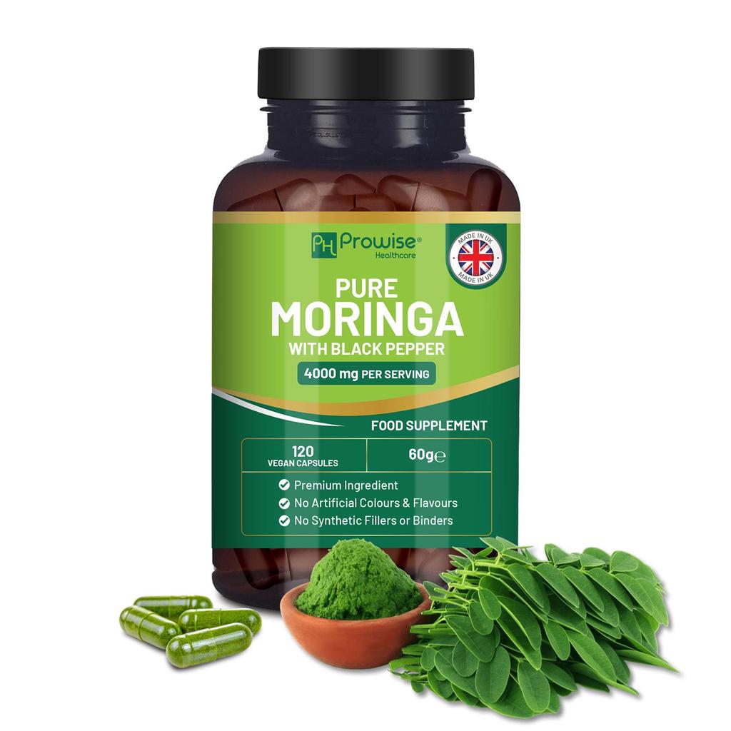 Pure Moringa 4000mg - 120 Vegan Capsules with Black Pepper