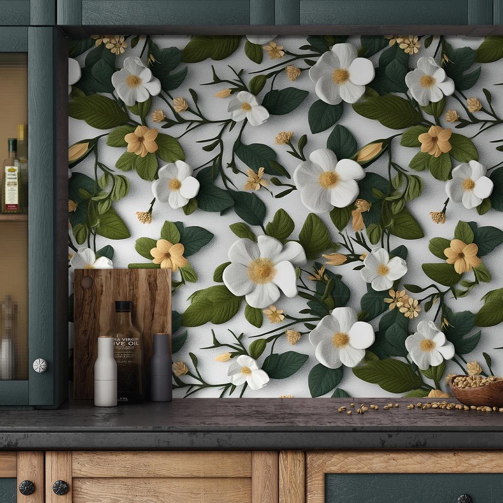 Nordic Style Plant Flower Splicing Wall Sticker Living Room Bedroom Background Wall Self-Adhesive Wallpaper Waterproof And Wear-Resistant Texture