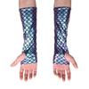 Mermaid Costume Fish Scale Pattern Printed Fingerless Long Gloves Arm Sleeves Adult Halloween Dance Club Party Cosplay Accessory