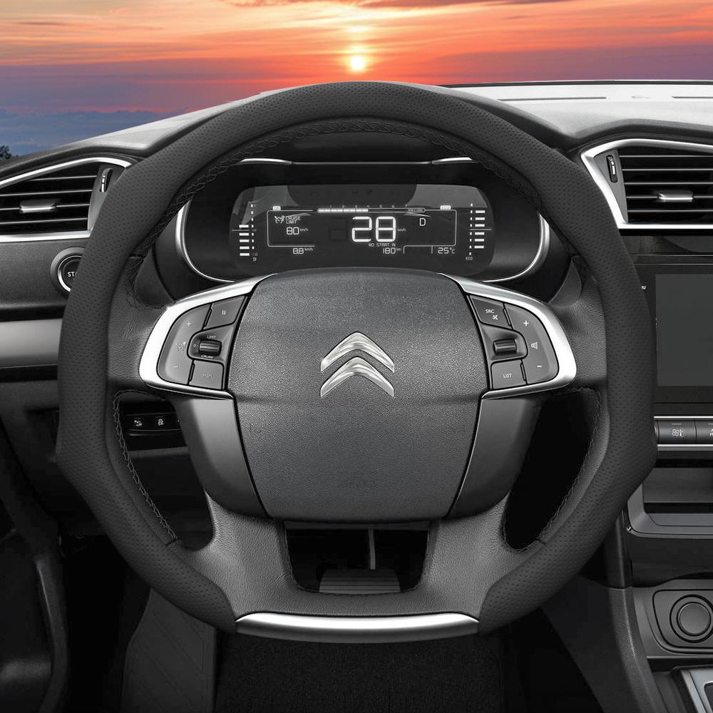Подходит для Citroen Чехол на руль из перфорированной кожи C3 C4 X Berlingo C5 Aircross Jumper SpaceTourer Ami X Красный Черный
