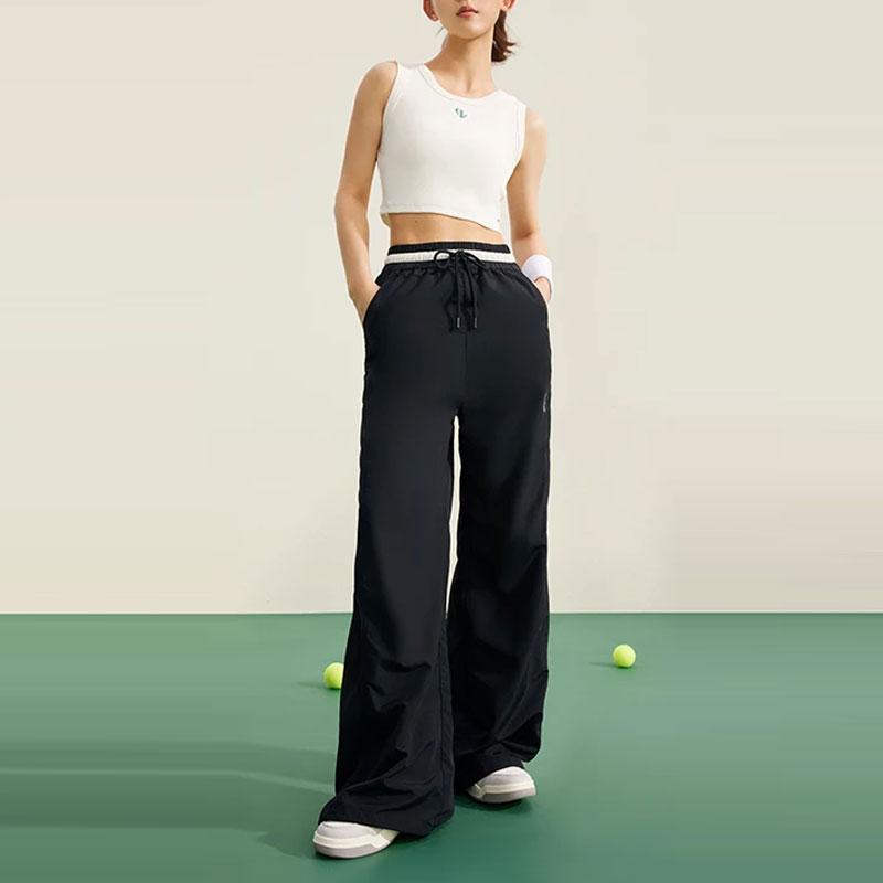 Li Ning X HZW Collaboration CF Su Series Letter Print Прямые спортивные брюки женские плавки черного цвета AYKT694-3