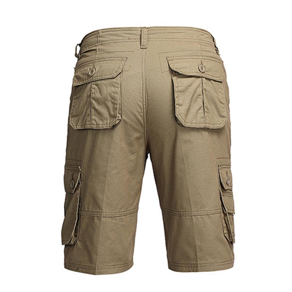 Мужские летние рабочие шорты, свободные повседневные брюки с пятью точками, мужские летние однотонные повседневные шорты-карго