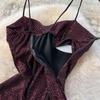 Dress for Women Spaghetti Strap Shinning Exposed Shoulders Falda Sexy Mujer Solid Color Wrapped Vestidos Summer Dropshipping