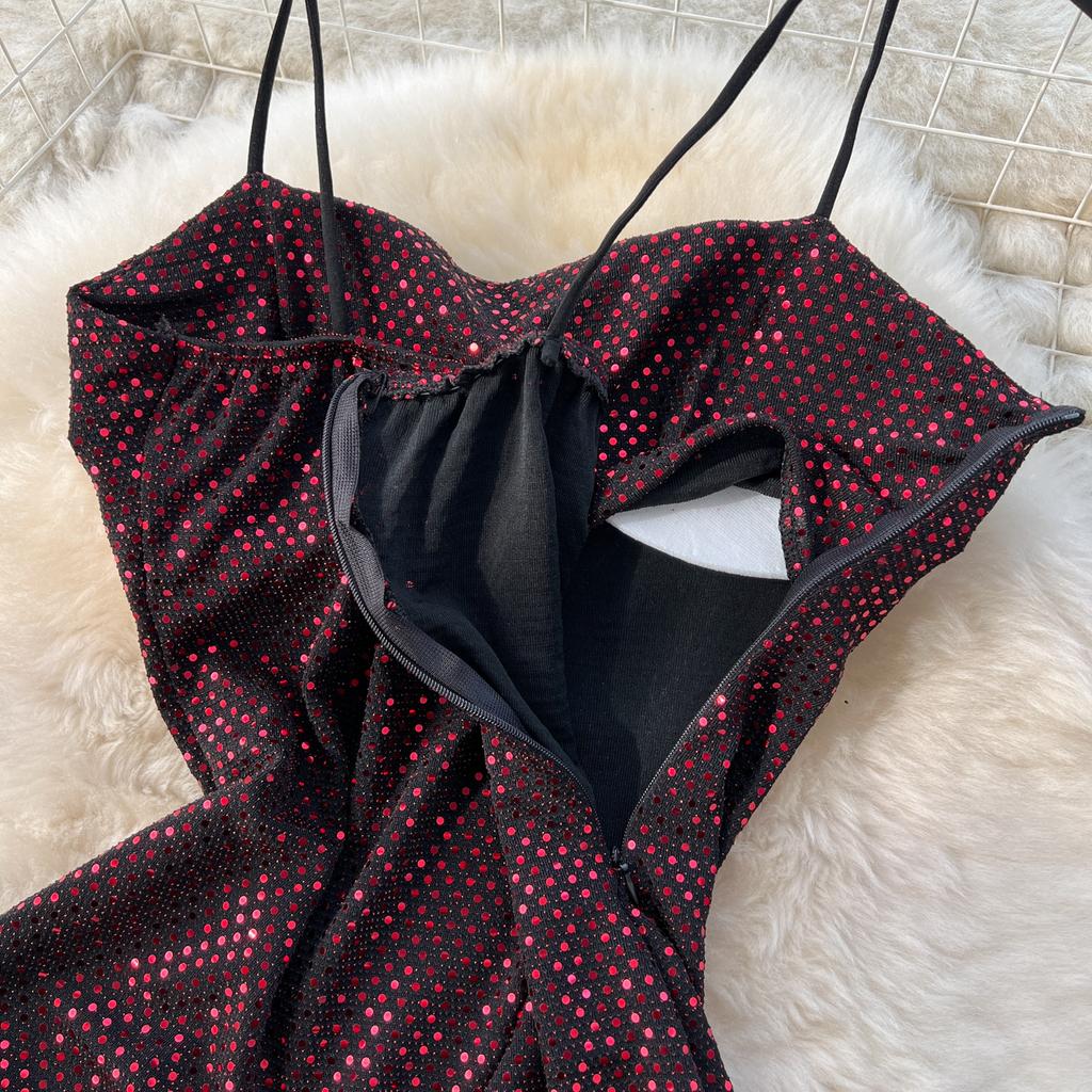 Dress for Women Spaghetti Strap Shinning Exposed Shoulders Falda Sexy Mujer Solid Color Wrapped Vestidos Summer Dropshipping