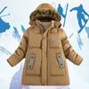 Winter New Boys Jacket Solid Color Letter Printing Thicken Keep Warm Hooded Coat Kids Fashion Down Cotton Padded Jackets
