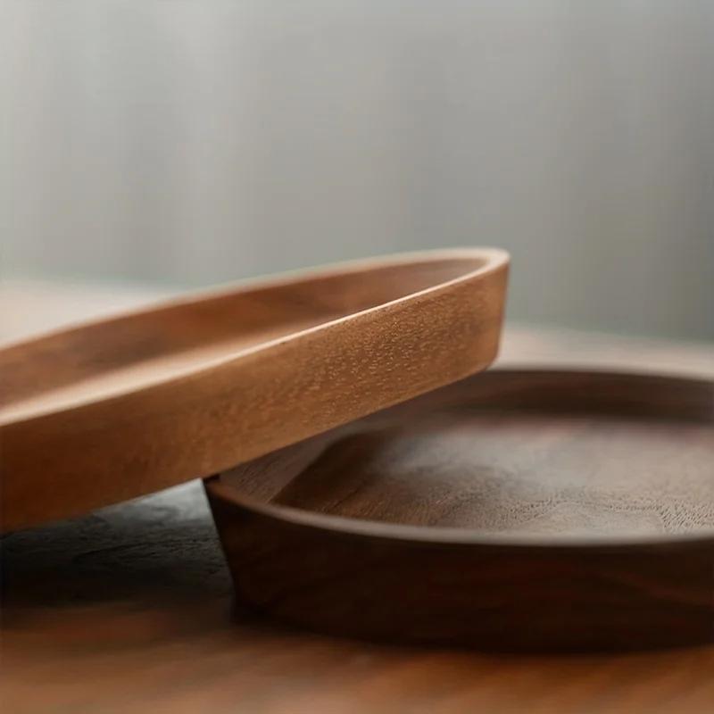 1 шт. столовая посуда из цельного дерева круглая десертная тарелка в японском стиле деревянный поднос тарелка для закусок тарелка для сухофруктов деревянная тарелка