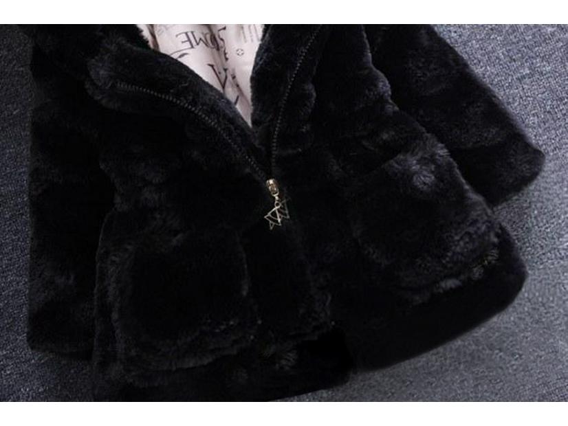 Зимняя пушистая куртка-свитер с кроличьими ушками для девочек - Толстое хлопковое пальто для детей от маленького до среднего возраста